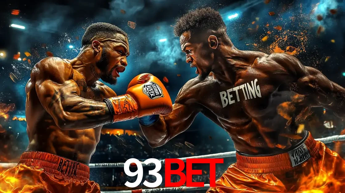 Dois boxeadores em uma luta intensa e explosiva, representando a adrenalina e as oportunidades de apostas em esportes de combate disponíveis na plataforma 93BET.
