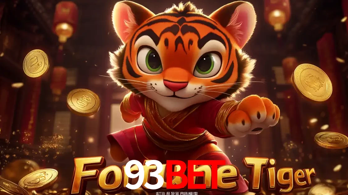 O carismático mascote do jogo de slot Fortune Tiger, um tigre fofo em pose de artes marciais, pronto para trazer sorte e multiplicadores de ganhos no cassino online 93BET.