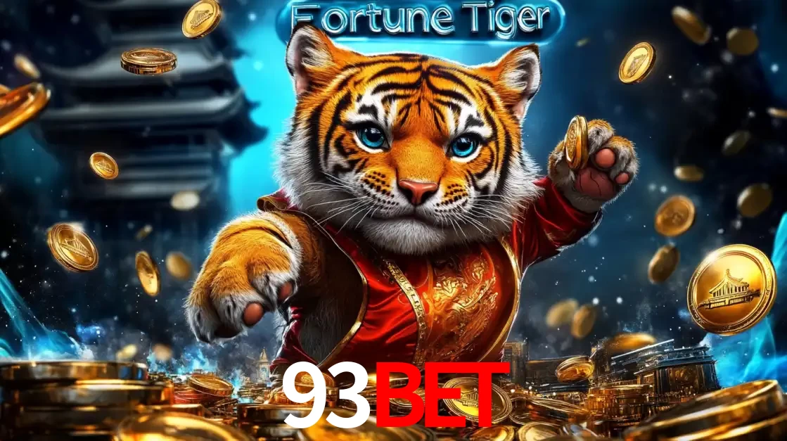 Imagem promocional do jogo de slot Fortune Tiger, com um tigre majestoso em traje tradicional cercado por uma fortuna em moedas de ouro, disponível agora no cassino 93BET.
